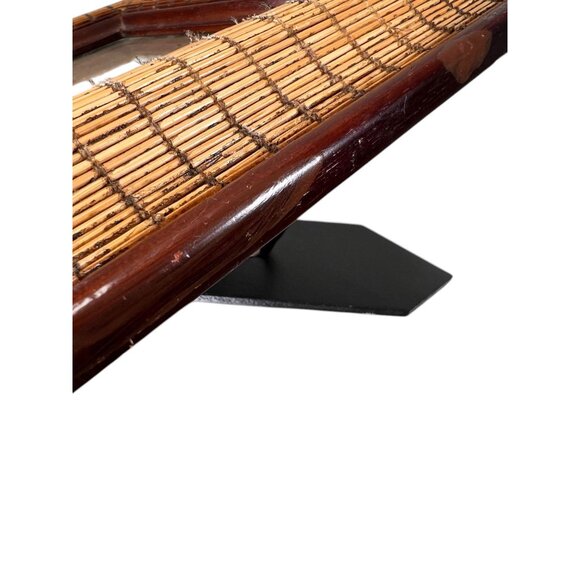 Vtg Sicura Wood Wicker Rectangular Picture Frame 5x7 photo easel Boho Rustic - Picture 10 of 16